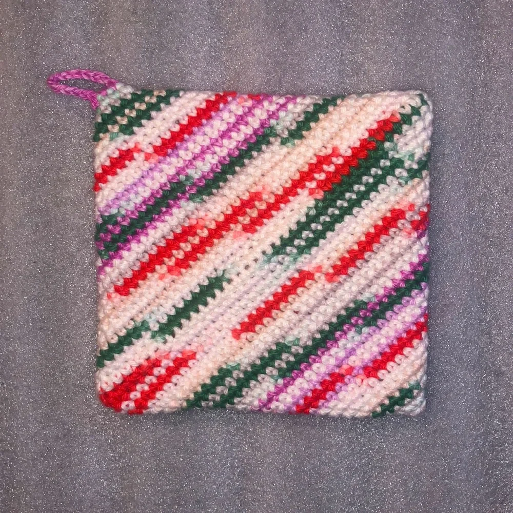 One pair of Girly Christmas crocheted cotton potholders